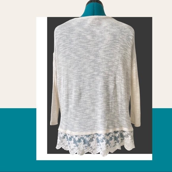 H&M Divided Light Knit Cream with Lace Trim Sweater Womens Size Small - Picture 2 of 7